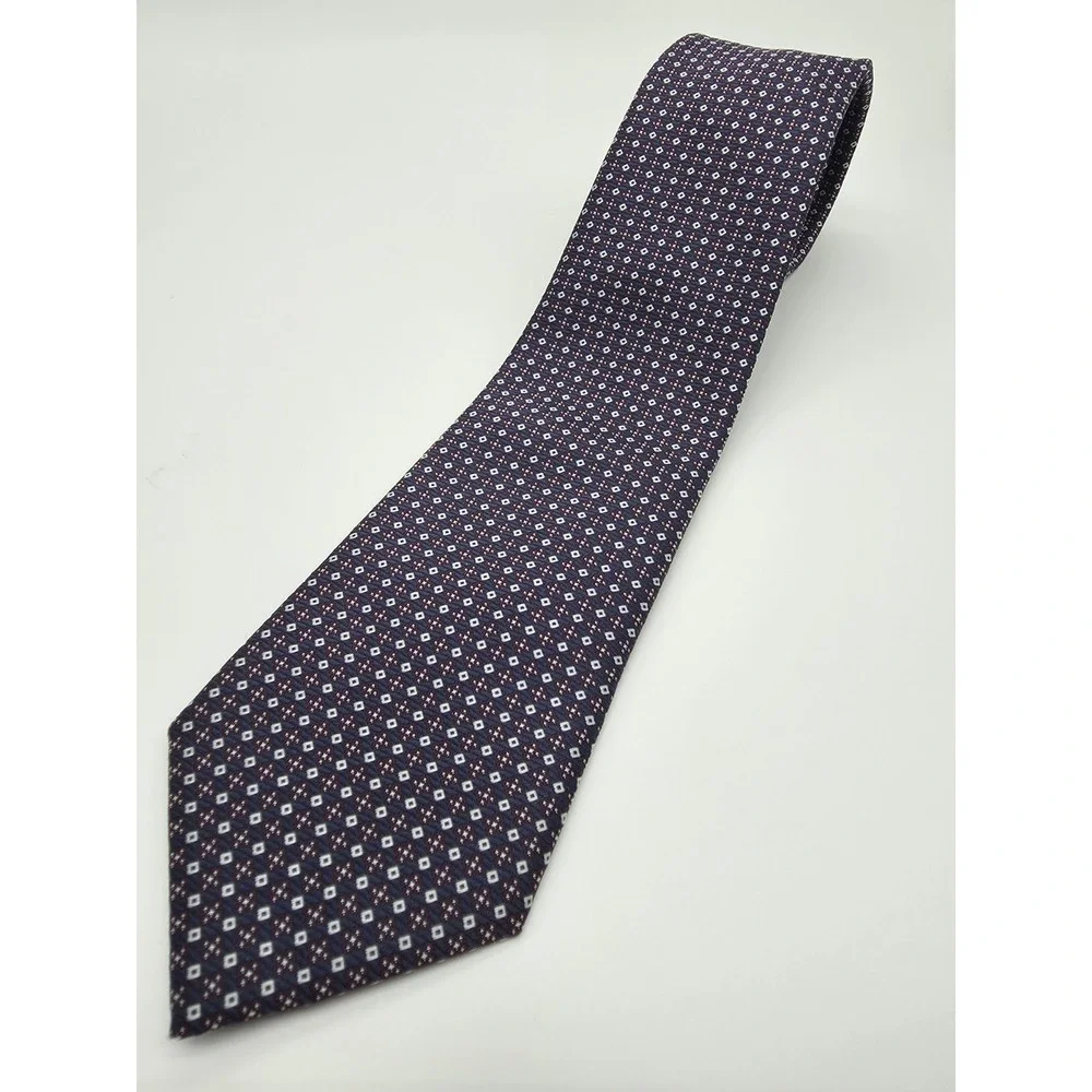 Banana Republic Navy Blue Purple White Geometric Tie 58